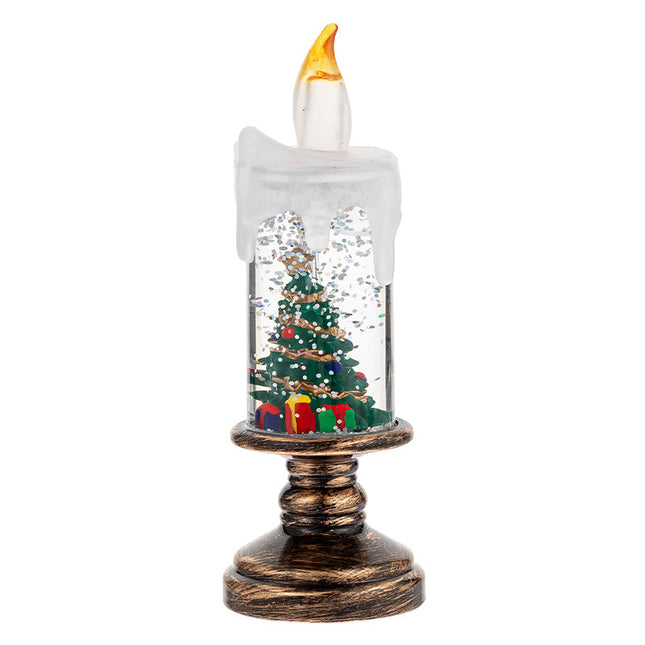 LED Candles - LED Christmas Flameless Candle Lamp - Suitable for Home Decoration - Christmas Snowball Candle - Rotating Candle Desk Night Light - Christmas Window Candle Holder - Battery Operated - Christmas tree.
