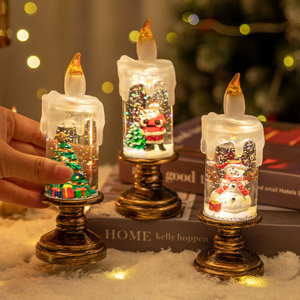LED Candles - LED Christmas Flameless Candle Lamp - Suitable for Home Decoration - Christmas Snowball Candle - Rotating Candle Desk Night Light - Christmas Window Candle Holder - Battery Operated - Christmas tree.
