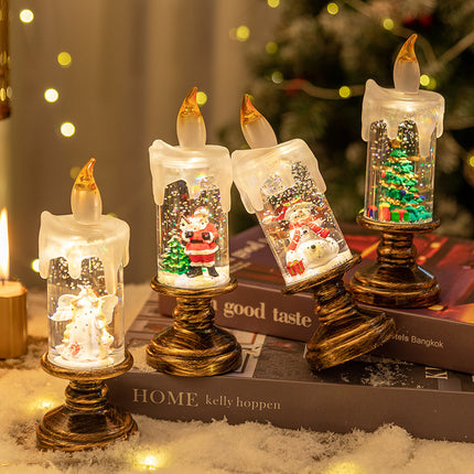 LED Candles - LED Christmas Flameless Candle Lamp - Suitable for Home Decoration - Christmas Snowball Candle - Rotating Candle Desk Night Light - Christmas Window Candle Holder - Battery Operated - Christmas tree.