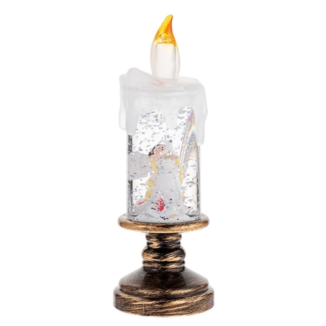 LED Candles - LED Christmas Flameless Candle Lamp - Suitable for Home Decoration - Christmas Snowball Candle - Rotating Candle Desk Night Light - Christmas Window Candle Holder - Battery Operated - Angel.