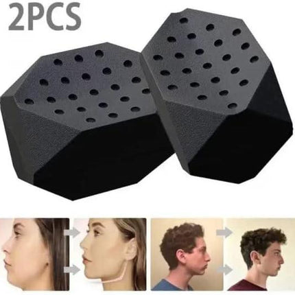 Jawline Trainer - Silicone Jaw Trainer - Powerful jaw trainer and jawline shaper for all levels - Slimmer, firmer and contours the face - 2 pieces (black + white).