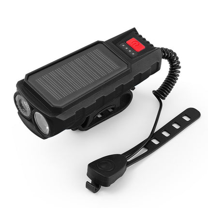 Bicycle Light - Bicycle Front Light - Rechargeable - Solar Powered with High Durability, Dual Lights Ultra-Bright with Horn Function, USB Rechargeable.
