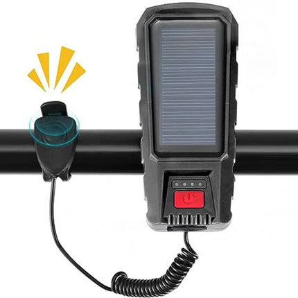 Bicycle Light - Bicycle Front Light - Rechargeable - Solar Powered with High Durability, Dual Lights Ultra-Bright with Horn Function, USB Rechargeable.