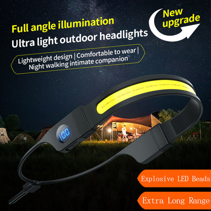 LED Headlamp - 230° Wide Beam - Rechargeable Headlamp with Digital Battery Display - 500 Lumens - Waterproof USB Headlamp for Camping, Running, Hiking - Adjustable Silicone Strap.