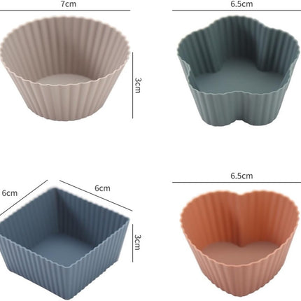 Paper Cupcake Cases – Mini Baking Pan – Mini Cake Molds – Baking Tools – Round, Square & Heart Shaped Silicone Molds – Heat Resistant, Reusable, Flexible and Non-Stick – Perfect for Baking, Parties & Birthdays – Pack of 24.