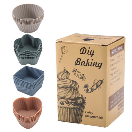Paper Cupcake Cases – Mini Baking Pan – Mini Cake Molds – Baking Tools – Round, Square & Heart Shaped Silicone Molds – Heat Resistant, Reusable, Flexible and Non-Stick – Perfect for Baking, Parties & Birthdays – Pack of 24.
