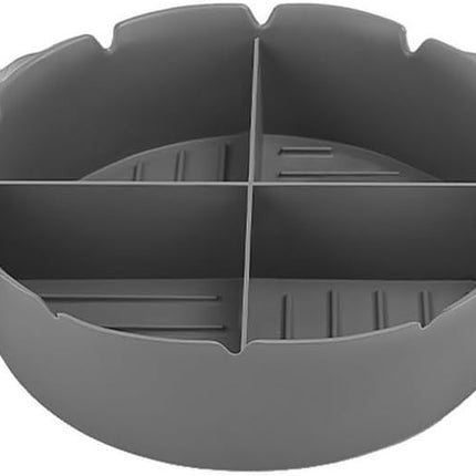 Airfryer Accessories – Airfryer Baking Tray – Silicone Airfryer Basket Liner with Four-Compartment Divider – Oven Safe Grilling Mats – Silicone Airfryer Bowl for Baking & Cooking – Gray – 1 Piece.