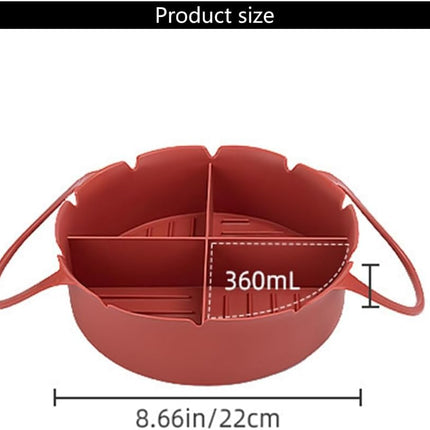 Airfryer Accessories – Airfryer Baking Tray – Silicone Airfryer Basket Liner with Four-Compartment Divider – Oven Safe Grilling Mats – Silicone Airfryer Bowl for Baking & Cooking – Gray – 1 Piece.