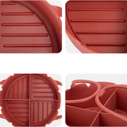 Airfryer Accessories – Airfryer Baking Tray – Silicone Airfryer Basket Liner with Four-Compartment Divider – Oven Safe Grilling Mats – Silicone Airfryer Bowl for Baking & Cooking – Gray – 1 Piece.