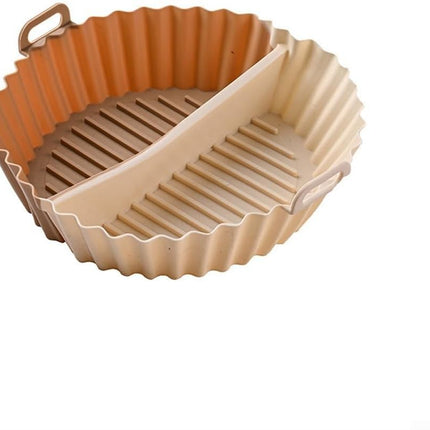 Airfryer baking tray – Airfryer accessories – Round Silicone Baking Tray with Division – Non-Stick Heat-resistant Baking Pan for Oven & Airfryer – Suitable for Cakes, Cookies & Muffins – 20×20×4.5 cm – Off White – 2 pieces.