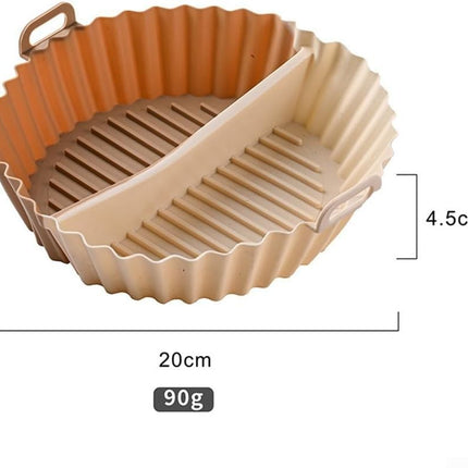 Airfryer baking tray – Airfryer accessories – Round Silicone Baking Tray with Division – Non-Stick Heat-resistant Baking Pan for Oven & Airfryer – Suitable for Cakes, Cookies & Muffins – 20×20×4.5 cm – Off White – 2 pieces.