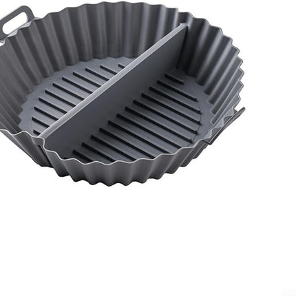 Airfryer baking tray – Airfryer accessories – Round Silicone Baking Tray with Division – Non-Stick Heat Resistant Baking Pan for Oven & Airfryer – Suitable for Cakes, Cookies & Muffins – 20×20×4.5 cm – Gray – 2 pieces.