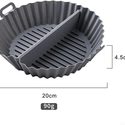 Airfryer baking tray – Airfryer accessories – Round Silicone Baking Tray with Division – Non-Stick Heat Resistant Baking Pan for Oven & Airfryer – Suitable for Cakes, Cookies & Muffins – 20×20×4.5 cm – Gray – 2 pieces.