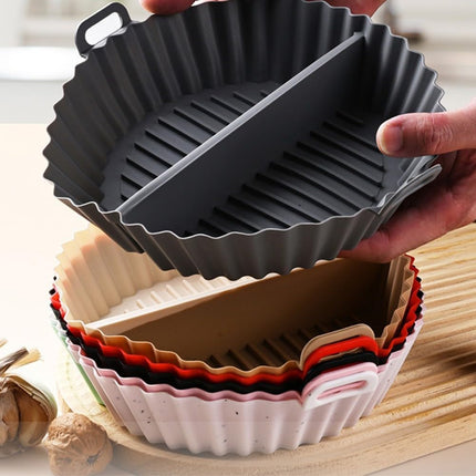 Airfryer baking tray – Airfryer accessories – Round Silicone Baking Tray with Division – Non-Stick Heat Resistant Baking Pan for Oven & Airfryer – Suitable for Cakes, Cookies & Muffins – 20×20×4.5 cm – Gray – 2 pieces.