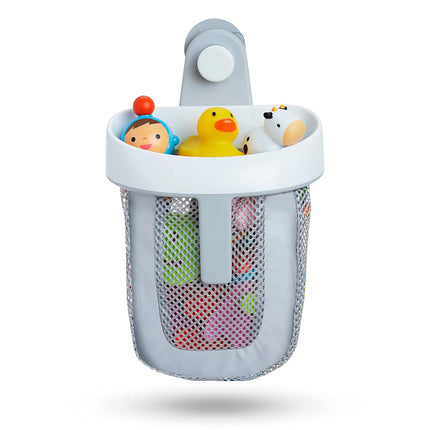 Toy Storage Bag Bathroom Rack Storage Bag for Bathroom with Quick Dry Net, Super Strong Suction Cup, Easy to Attach to Tiles and Bath Wall - Gray.