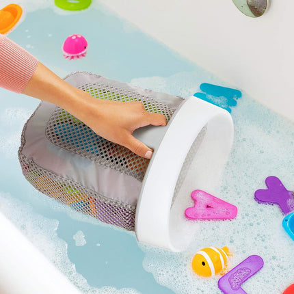 Toy Storage Bag Bathroom Rack Storage Bag for Bathroom with Quick Dry Net, Super Strong Suction Cup, Easy to Attach to Tiles and Bath Wall - Gray.