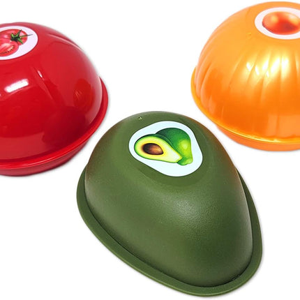 Vegetable Storage Box - Storage Box - 3 Piece Fresh Storage Box Set - Avocado, Tomato & Onion - Reusable Food Storage Containers with Lid.