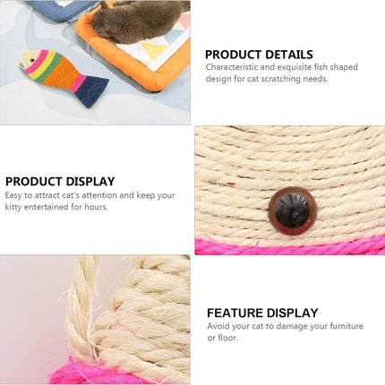 Interactive Cat Toys - Cat Toys - Intelligence Cat Toys - Sisal Scratching Mat in Fish Shape - Durable Scratching Toys for Cats - Protects Furniture & Provides Long-Lasting Fun - 3 Pieces.