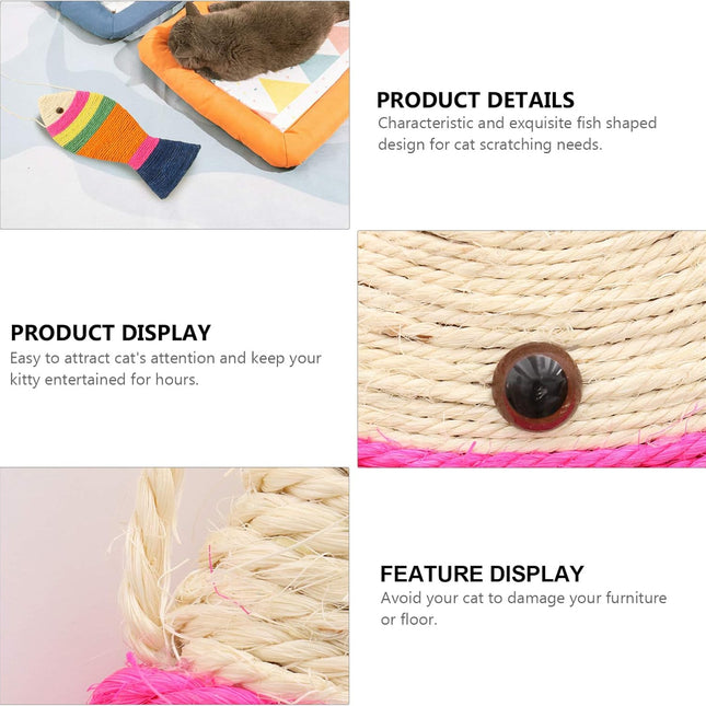 Interactive Cat Toys - Cat Toys - Intelligence Cat Toys - Sisal Scratching Mat in Fish Shape - Durable Scratching Toys for Cats - Protects Furniture & Provides Long-Lasting Fun - 3 Pieces.