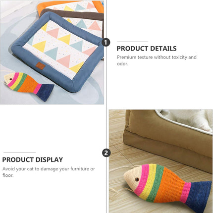 Interactive Cat Toys - Cat Toys - Intelligence Cat Toys - Sisal Scratching Mat in Fish Shape - Durable Scratching Toys for Cats - Protects Furniture & Provides Long-Lasting Fun - 3 Pieces.