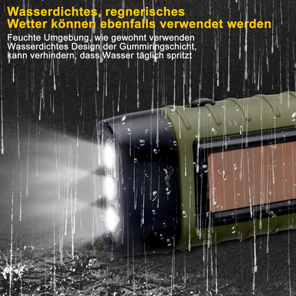 Emergency Flashlight - Military Clamp Rechargeable - Dynamo & Solar Powered - For Emergency Kits and Power Outages - Black.