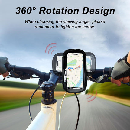 Waterproof Bike Phone Holder - Sensitive Touchscreen & Face ID - Universal Mobile Phone Holder for Motorcycle & Scooter - Black.