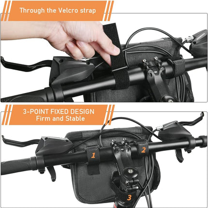 Waterproof Bike Frame Bag - Large Capacity - Top Tube Phone Holder - For MTB Mountain Bike & Road Bike.
