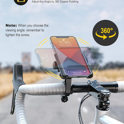 Bike Phone Holder - 1S Quick Release & 360 Degree Rotatable - For Motorcycle, Scooter & MTB - Universal 3.5-7.0 Inch.