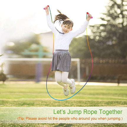 Adjustable Children's Skipping Rope (2 Pieces) - with Wooden Handle and Cotton Rope - 285 cm - For Boys & Girls - Fitness & Games.