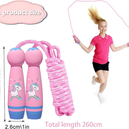 Adjustable Children's Skipping Rope - With Wooden Handle - 260 cm - Suitable for Boys & Girls - For School & Play.