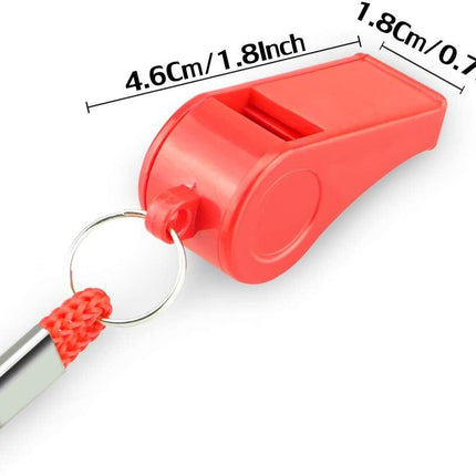 Emergency Whistles with Lanyard - Set of 12 - Loud & Clear Sound - Safety Whistles for Sports & Self-Defense - Red.