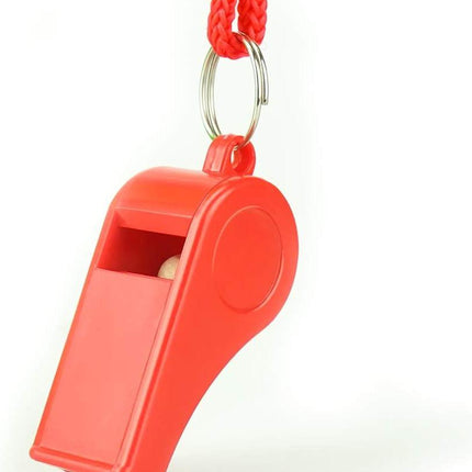 Emergency Whistles with Lanyard - Set of 12 - Loud & Clear Sound - Safety Whistles for Sports & Self-Defense - Red.