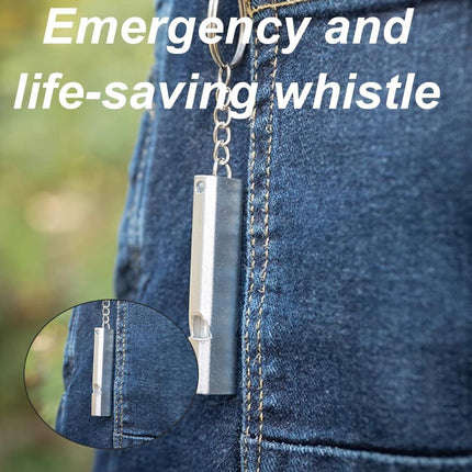 Metal Emergency Whistle - Set of 2 - With Keychain - Loud Signal for Sports, Outdoors & Safety - Silver and Gold.