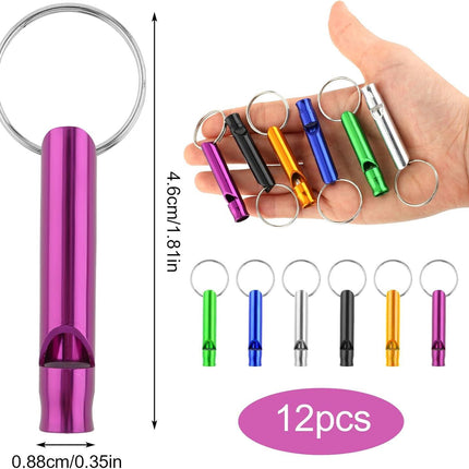 Metal Emergency Whistles - Set of 12 - Referee Whistles for Sports, School & Outdoors.