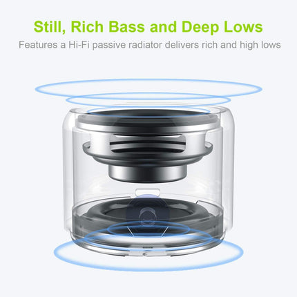 Mini Bluetooth Speaker (Black) | Portable & Pocket-Sized | Powerful Bass with Passive Radiator | 12-Hour Battery Life | Ideal for Outdoors.