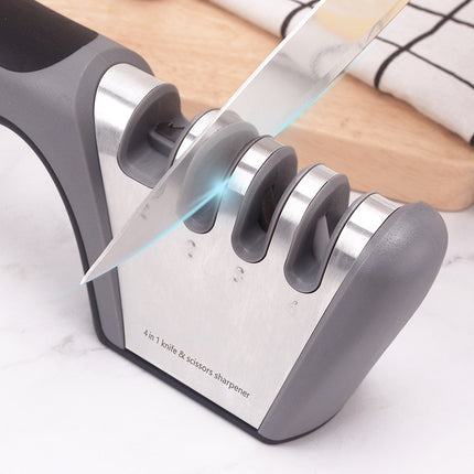 4-in-1 Knife Sharpener - Professional with Scissor Sharpener - 4-Position Pull-Through Sharpener for Kitchen Knives.