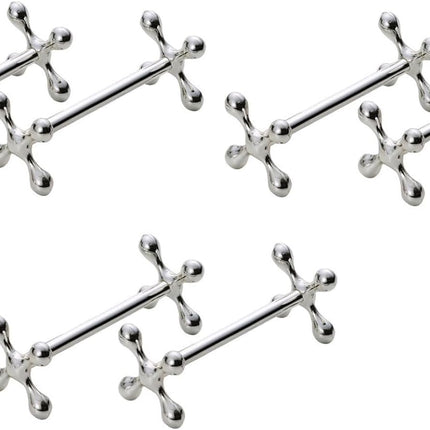 Knife Rests Silver - Set of 6 - Classic Cutlery Rests - Table Decoration for Dinner & Christmas - Metal - 8 x 3cm.