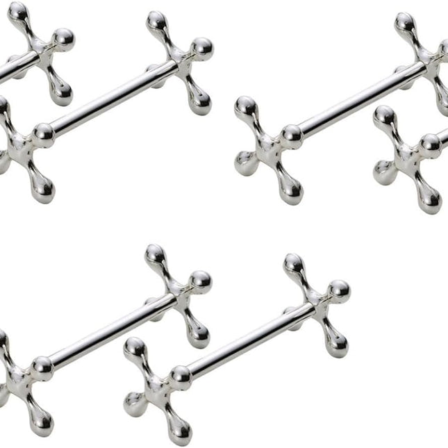 Knife Rests Silver - Set of 6 - Classic Cutlery Rests - Table Decoration for Dinner & Christmas - Metal - 8 x 3cm.