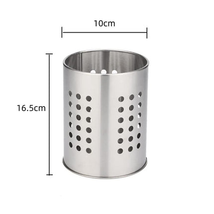 Stainless Steel Kitchen Utensil Holder Round - Spatula Holder for Countertop - 10 x 16.5 cm - Stainless Steel - Silver.