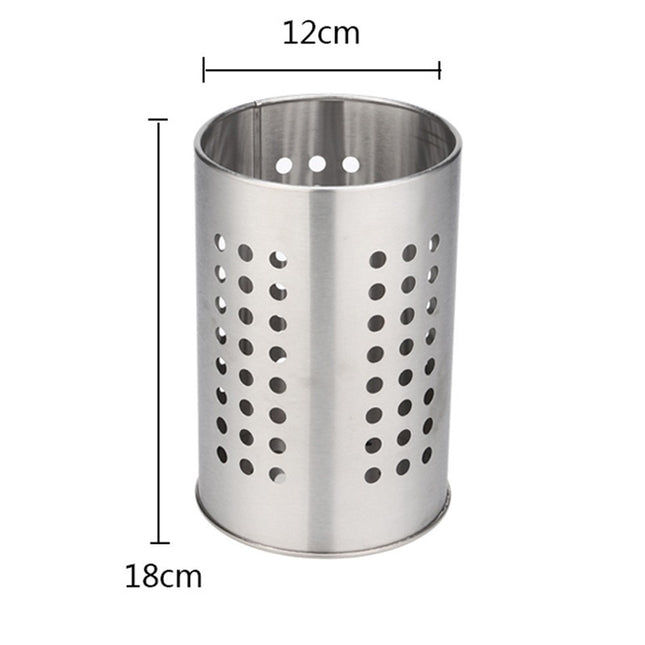 XL Kitchen Utensil Holder Stainless Steel - High Spatula Pot - 12 x 18 cm - Robust Stainless Steel - Silver.