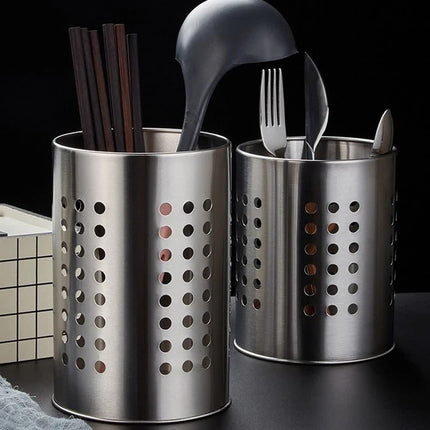 XL Kitchen Utensil Holder Stainless Steel - High Spatula Pot - 12 x 18 cm - Robust Stainless Steel - Silver.