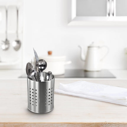 XL Kitchen Utensil Holder Stainless Steel - High Spatula Pot - 12 x 18 cm - Robust Stainless Steel - Silver.