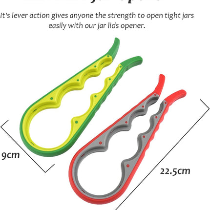 Multifunctional Jar Opener & Bottle Opener - Non-Slip Kitchen Aid - Ideal for the Elderly & Weak Hands - Orange.