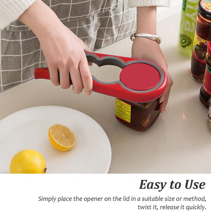 Multifunctional Jar Opener & Bottle Opener - Non-Slip Kitchen Aid - Ideal for the Elderly & Weak Hands - Orange.
