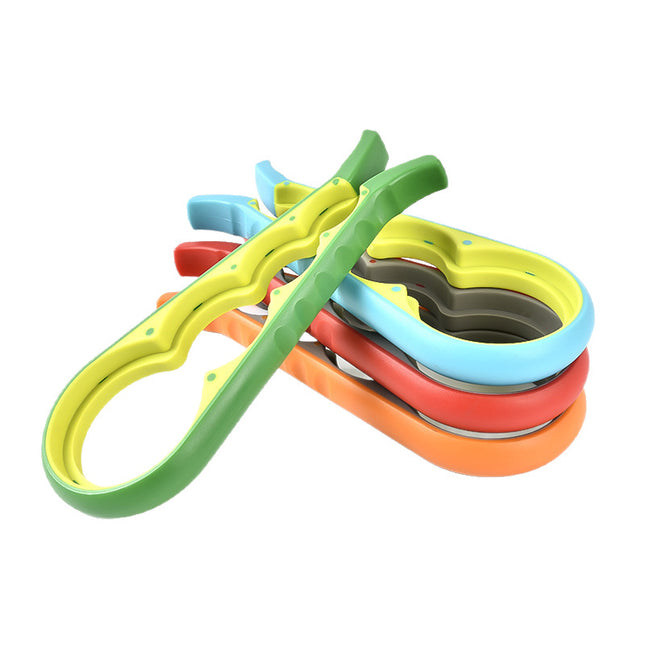 Set of 4 Multifunctional Openers - Jar Opener & Bottle Opener - Non-Slip Kitchen Utensils - For the Elderly & Weak Hands - 4 Colors.