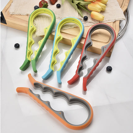 Set of 4 Multifunctional Openers - Jar Opener & Bottle Opener - Non-Slip Kitchen Utensils - For the Elderly & Weak Hands - 4 Colors.
