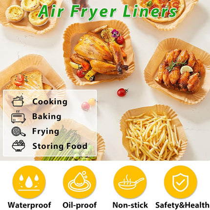 Airfryer Baking Paper XXL - Set of 300 - 20-24 cm - Disposable Inserts for Large Airfryers (5L-12L) - Oil Resistant.