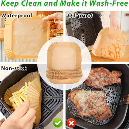 Airfryer Baking Paper XXL - Set of 300 - 20-24 cm - Disposable Inserts for Large Airfryers (5L-12L) - Oil Resistant.