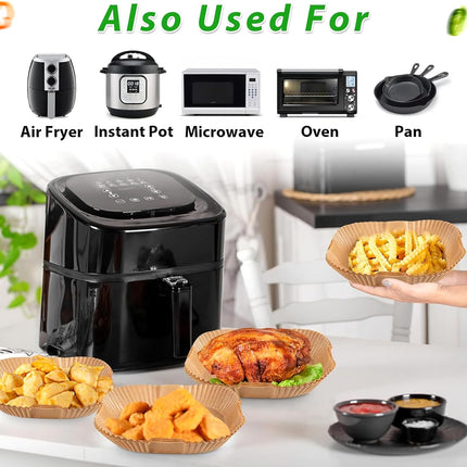 Airfryer Baking Paper XXL - Set of 300 - 20-24 cm - Disposable Inserts for Large Airfryers (5L-12L) - Oil Resistant.