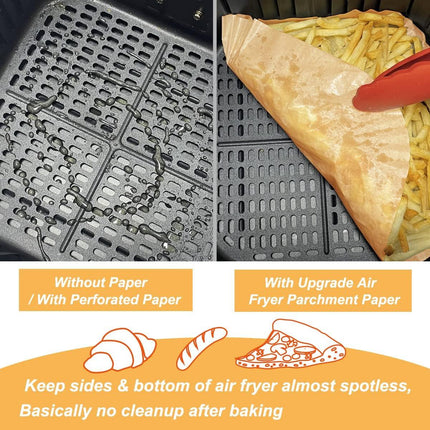 Disposable Airfryer Paper Square - Set of 50 - Brown - Greaseproof Baking Paper for Airfryer - Square Shape.